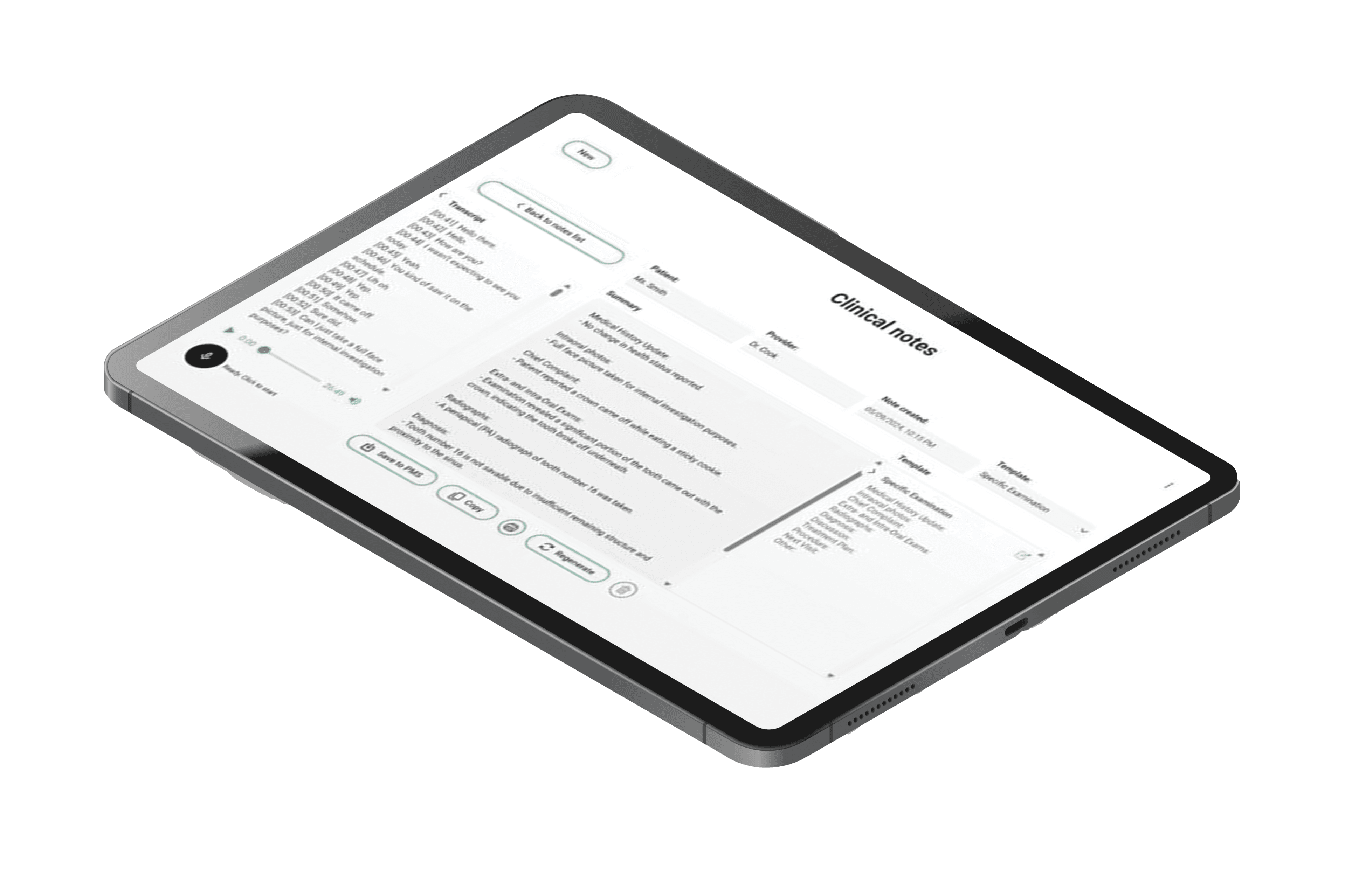 AI Clinical Notes Tablet